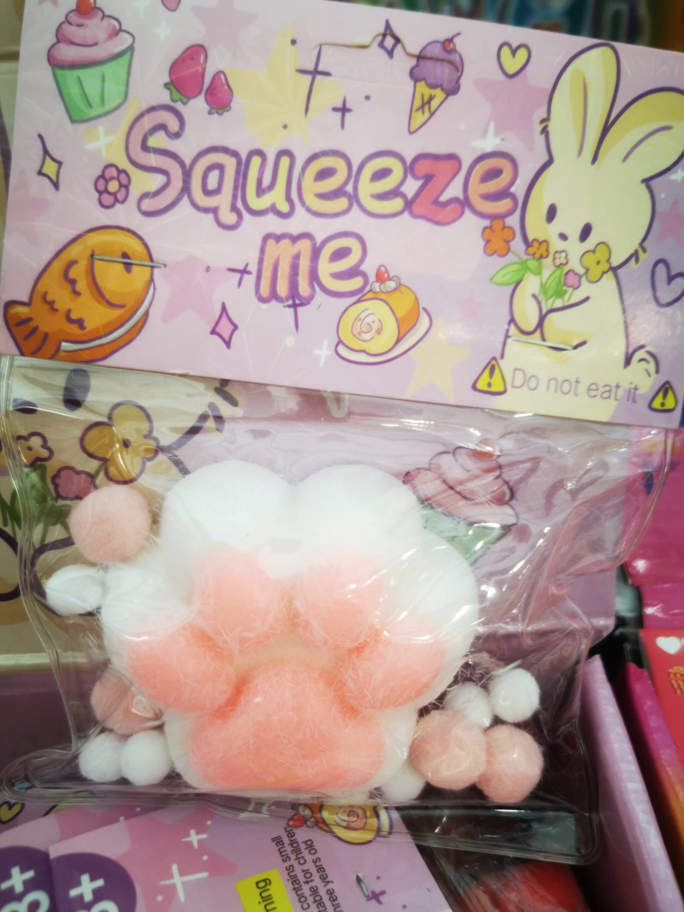 Jucarie squishy  labuta de pisica plina rosie mica